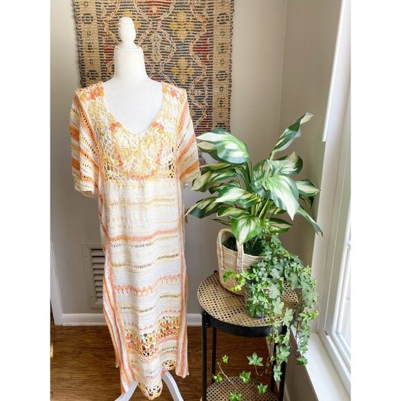 Free People Crochet Knit Dress Kaftan Coverup - Picture 2 of 16